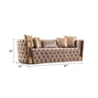 Pemberly Row Button Tufted 3Pc Set with Velvet Fabric & Gold Accent in Off White