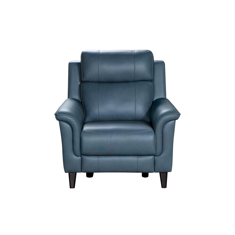 Pemberly Row Leather Power Recliner with Power Head Rest in Masen Bluegray
