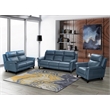 Pemberly Row Leather Power Recliner with Power Head Rest in Masen Bluegray