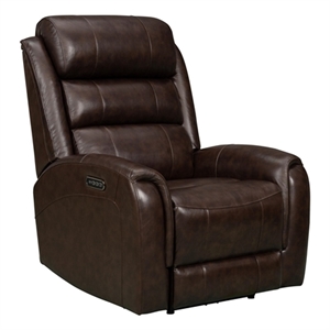 Pemberly Row 46.9&quot Leather Big & Tall Power Recliner in Lux Brown
