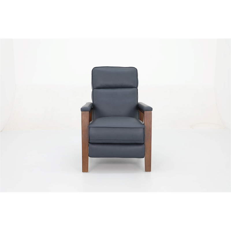 Pemberly Row Leather Push Thru The Arms Recliner in Santa Fe Ocean
