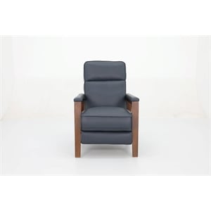 Pemberly Row Leather Push Thru The Arms Recliner in Santa Fe Ocean