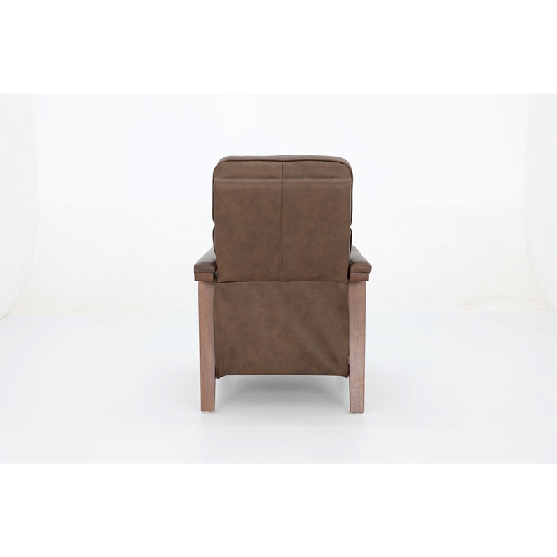 Pemberly Row Leather Push Thru The Arms Recliner in Oasis Walnut