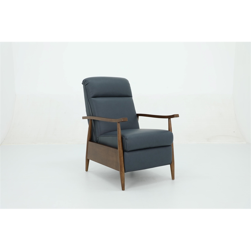 Pemberly Row Leather Push Thru The Arms Recliner in Santa Fe Ocean