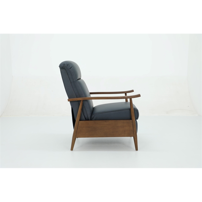 Pemberly Row Leather Push Thru The Arms Recliner in Santa Fe Ocean