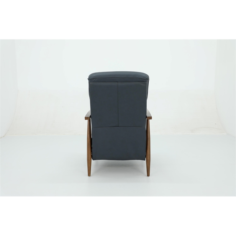 Pemberly Row Leather Push Thru The Arms Recliner in Santa Fe Ocean