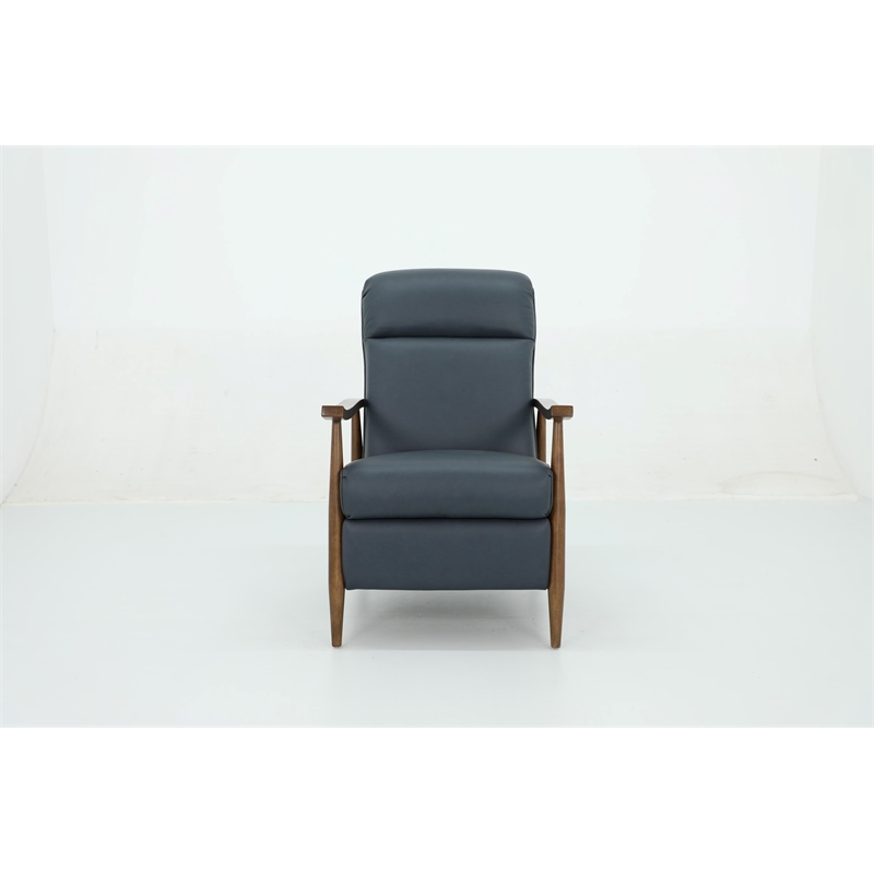 Pemberly Row Leather Push Thru The Arms Recliner in Santa Fe Ocean