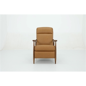 Pemberly Row Leather Push Thru The Arms Recliner in Santa Fe Brandy