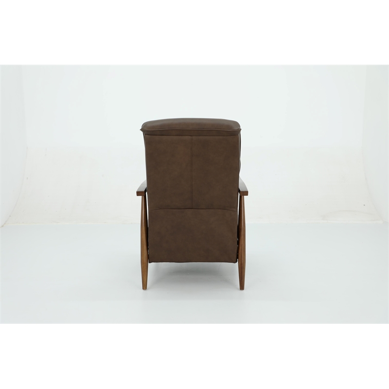 Pemberly Row Leather Push Thru The Arms Recliner in Oasis Walnut