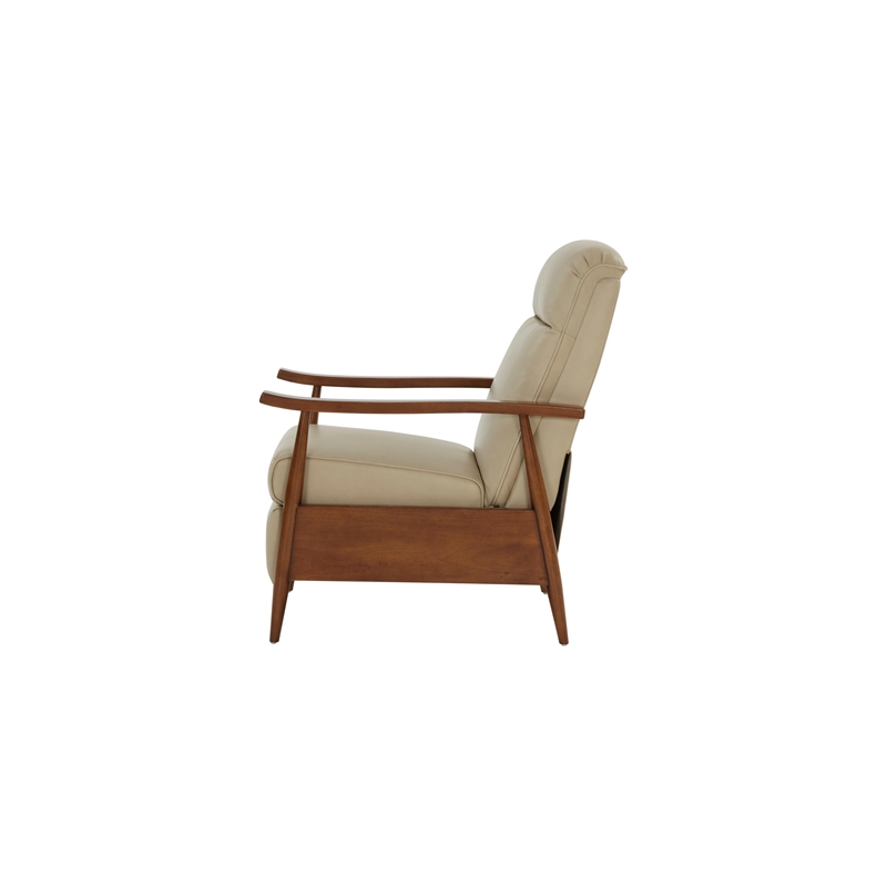 Pemberly Row Leather Push Thru The Arms Recliner in Shoreham Cream
