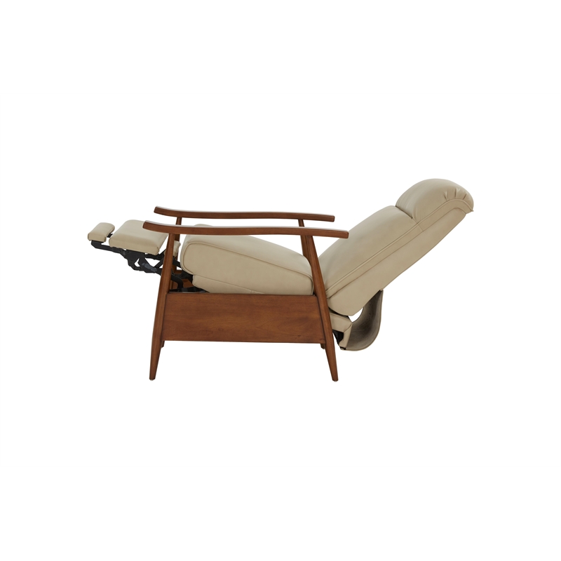 Pemberly Row Leather Push Thru The Arms Recliner in Shoreham Cream