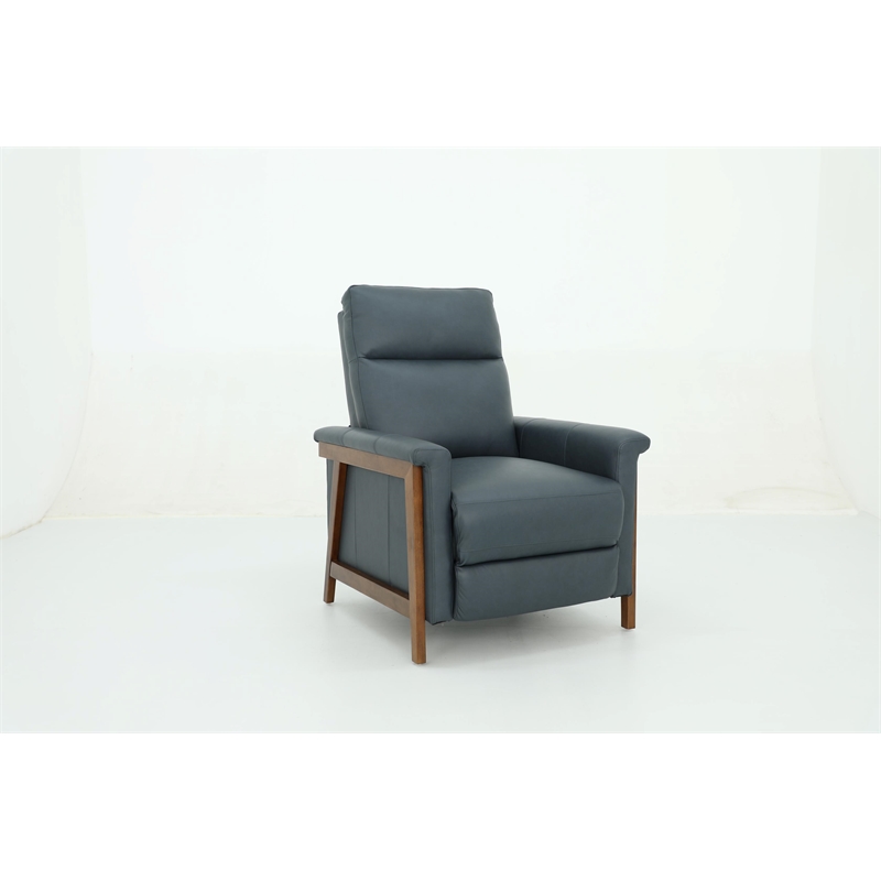 Pemberly Row Leather Push Thru The Arms Recliner in Santa Fe Ocean