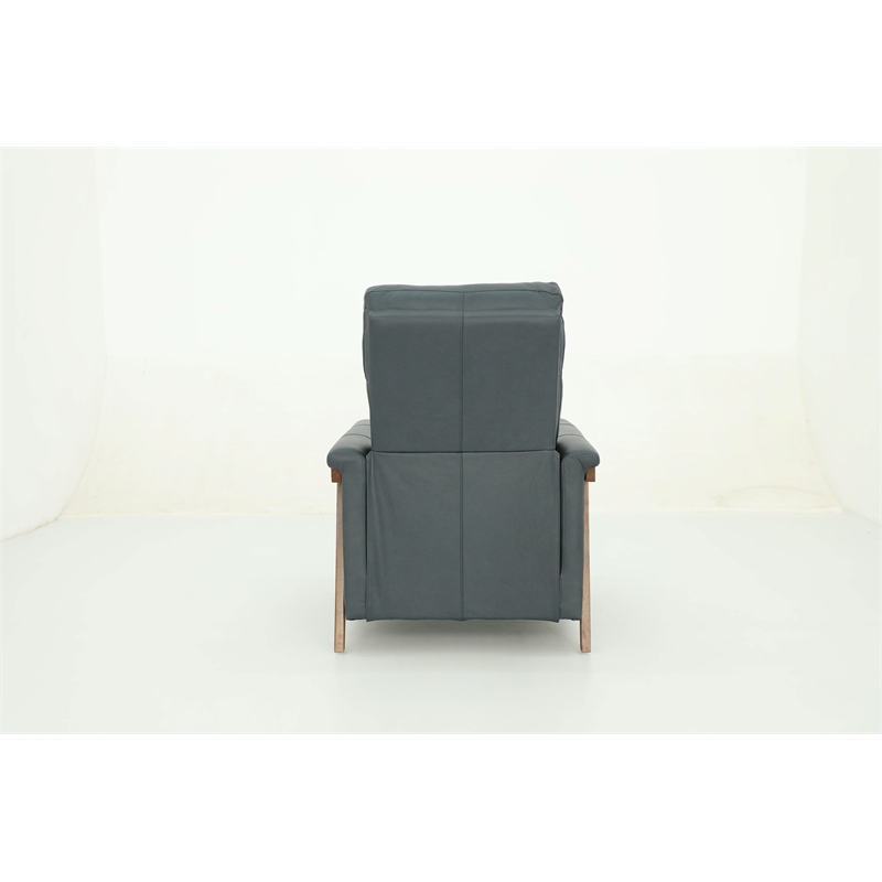 Pemberly Row Leather Push Thru The Arms Recliner in Santa Fe Ocean
