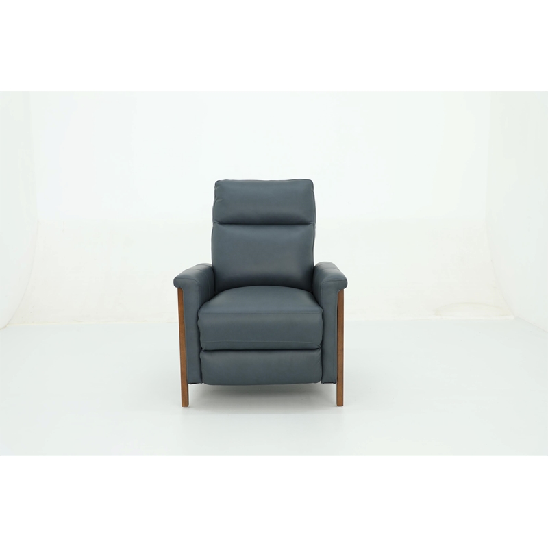 Pemberly Row Leather Push Thru The Arms Recliner in Santa Fe Ocean
