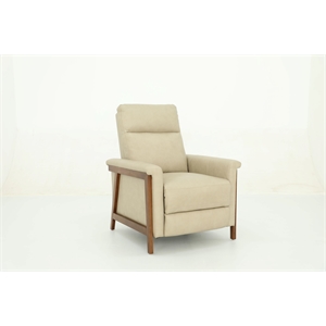 Pemberly Row Leather Push Thru The Arms Recliner in Cashmere Stone