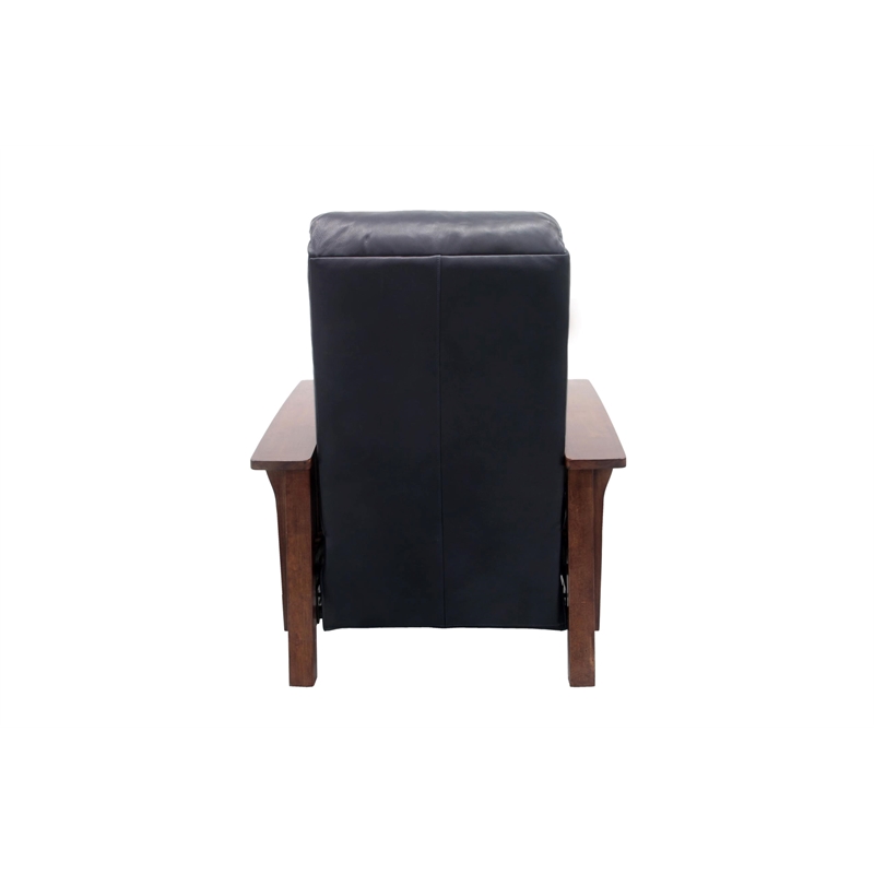 Pemberly Row Leather Push Thru The Arms Recliner in Shoreham Blue