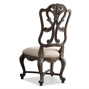 Pemberly Row Traditional Wood Rhapsody Back Dining Chair in Rustic Walnut