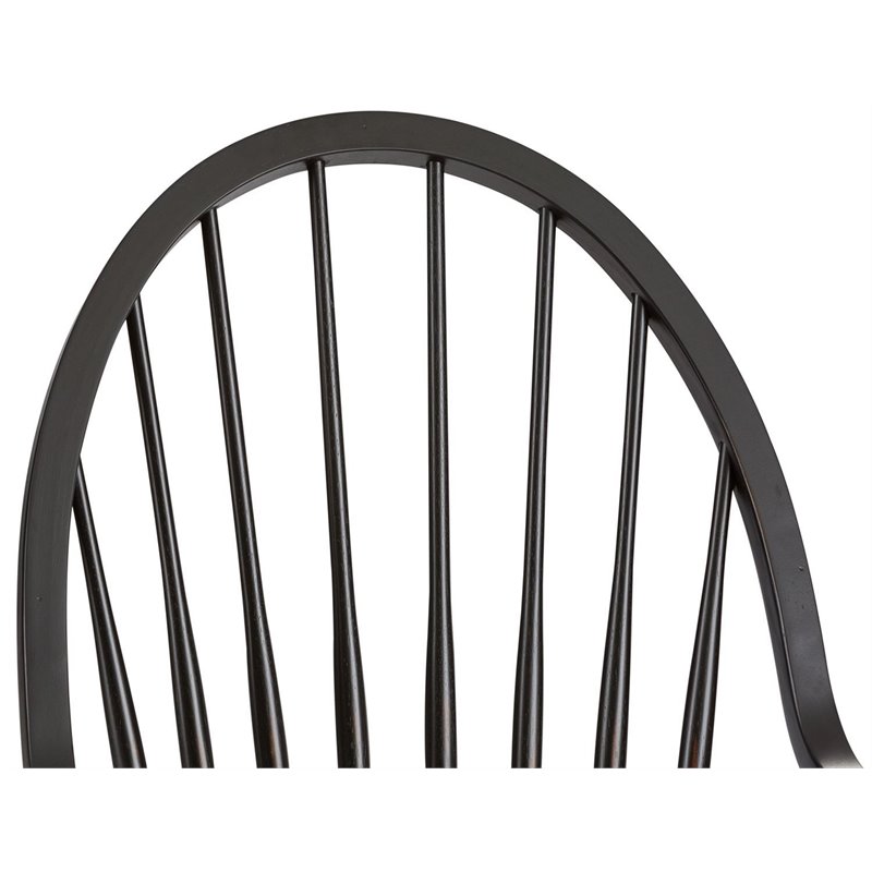 Pemberly Row Traditional Dark Brown Windsor Back Arm Chair - Black