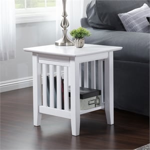 Pemberly Row Solid Wood Contemporary End Table in White Finish