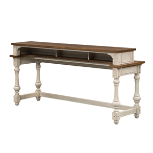 Pemberly Row Traditional Wood White and Brown Console Bar Table