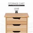 Pemberly Row Six Drawer Rolling Storage Cart in Natural Brown Wood