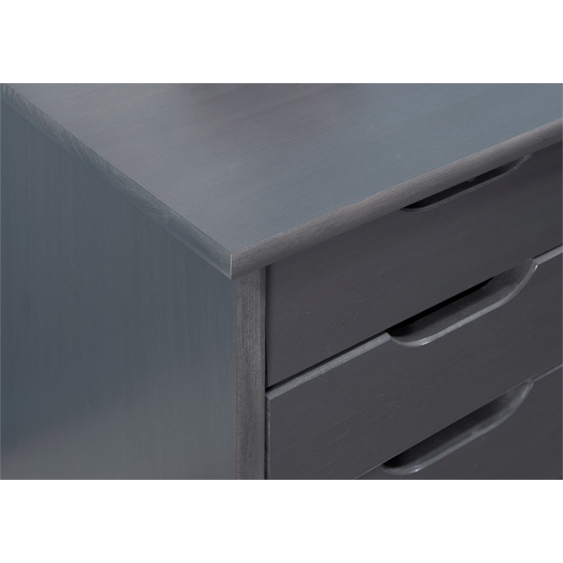 Pemberly Row Transitional Six Drawer Rolling Storage Cart in Gray Wood