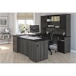 Pemberly Row Transitional Engineered Wood Computer Desk in Black and Bark Gray