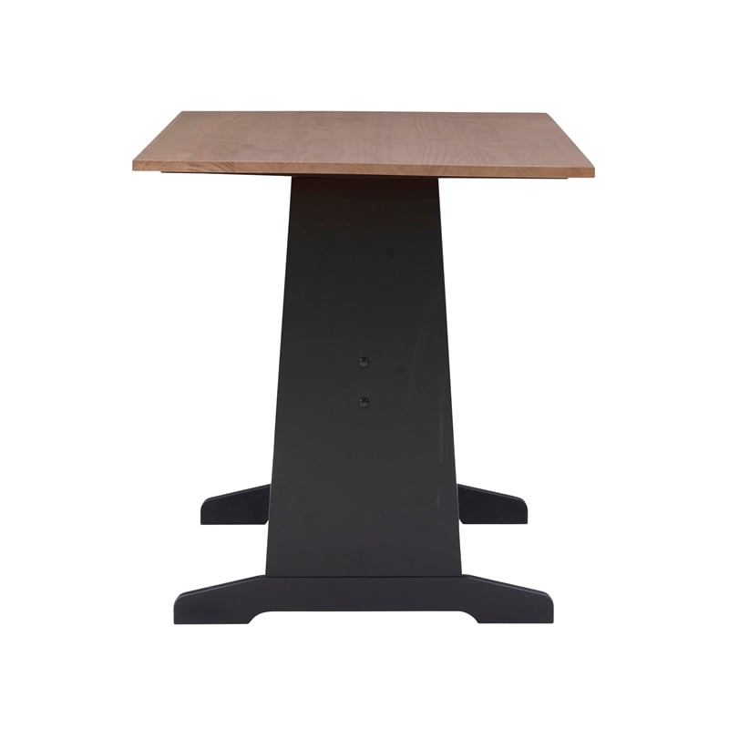 Pemberly Row Pine Wood Corner Nook Dining Set with Storage in Black and Pecan