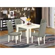 Pemberly Row 5-piece Wood Dining Set with High Back in Linen White
