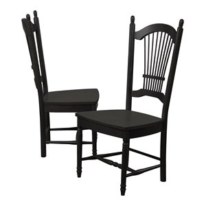 Pemberly Row Traditional Dining Chairs Black Solid Wood (Set of 2)