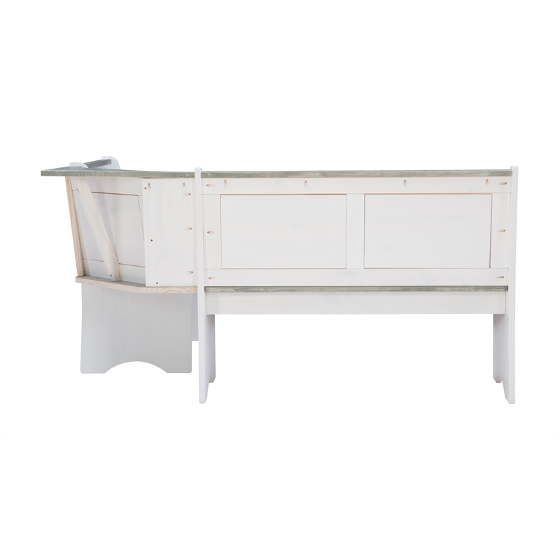 Pemberly Row Two Tone Pine Wood Coastal Corner Dining Nook in Graywash/White