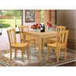 Pemberly Row Traditional 5-Piece Solid Wooden Dining Set in Oak
