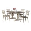 Pemberly Row 5-Piece Ladder Wood Pedestal Dining Set in Ash/Stormy