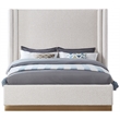Pemberly Row Contemporary Cream Finish Boucle Fabric Queen Bed