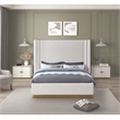 Pemberly Row Contemporary Cream Finish Boucle Fabric Queen Bed
