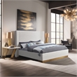 Pemberly Row Contemporary Cream Finish Boucle Fabric Queen Bed