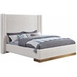 Pemberly Row Contemporary Cream Finish Boucle Fabric Queen Bed