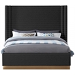 Pemberly Row Contemporary Black Finish Boucle Fabric Queen Bed