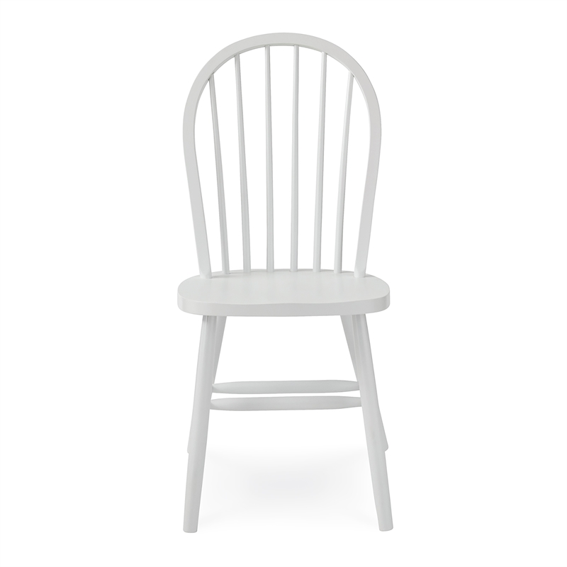 Pemberly Row Traditional Solid Wood Spindleback Chair in White
