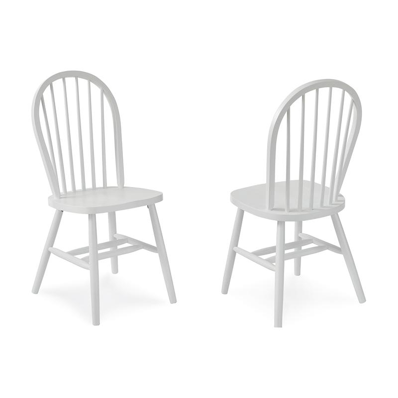Pemberly Row Traditional Solid Wood Spindleback Chair in White
