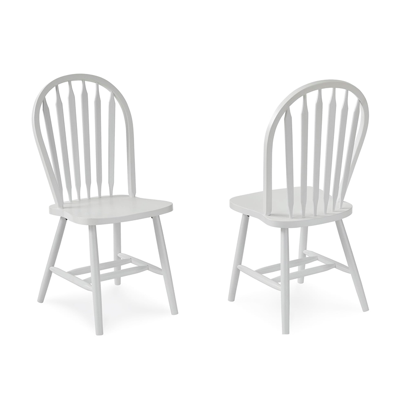 Pemberly Row Traditional Solid Wood Arrowback Chair in White