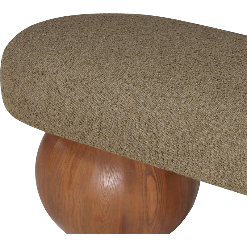 Pemberly Row Contemporary Rich Olive Green Boucle Fabric Bench