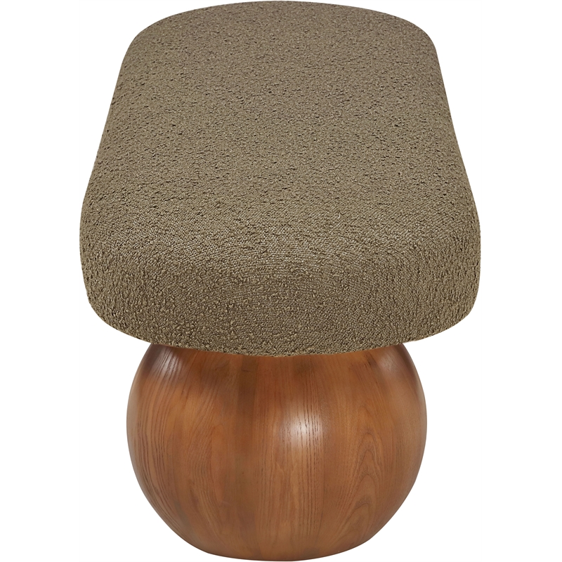 Pemberly Row Contemporary Rich Olive Green Boucle Fabric Bench