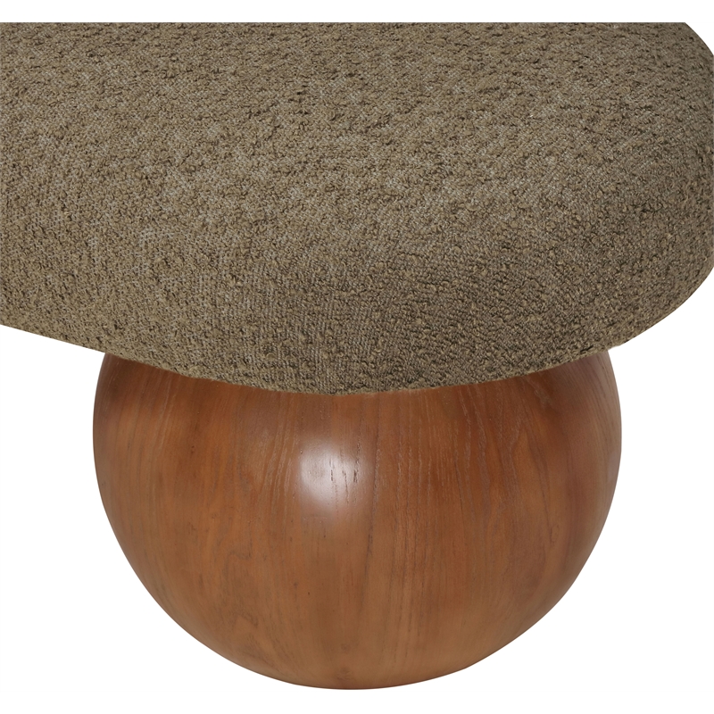 Pemberly Row Contemporary Rich Olive Green Boucle Fabric Bench