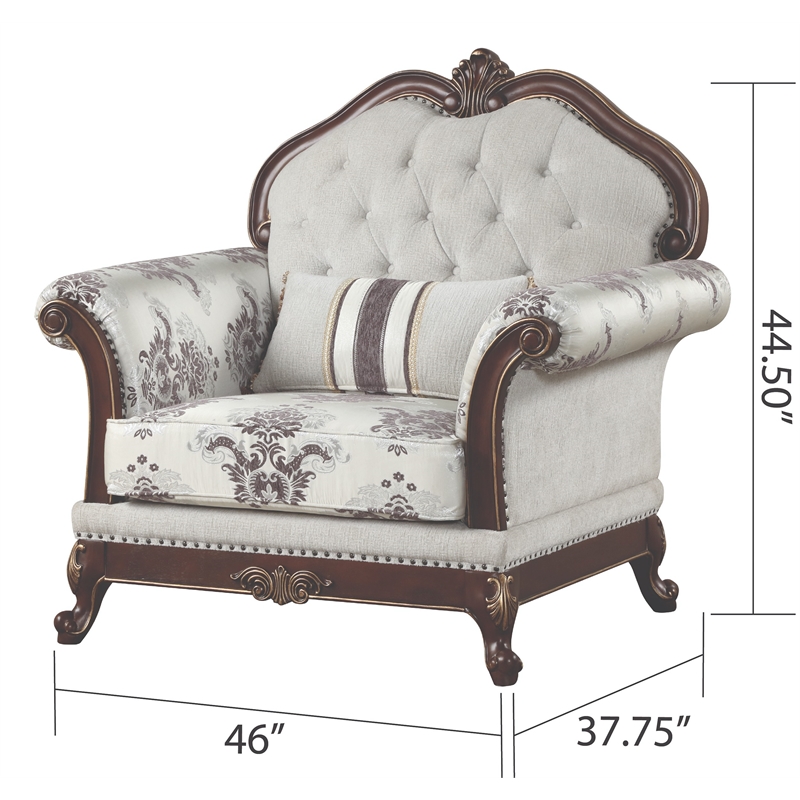 Pemberly Row Traditional 5-Piece Living Room Set Made with wood in Ivory