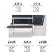 Pemberly Row Corner Nook Dining Set Charcoal Gray Fabric Seats in White Wood