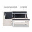 Pemberly Row Corner Nook Dining Set Charcoal Gray Fabric Seats in White Wood