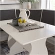 Pemberly Row Corner Nook Dining Set Charcoal Gray Fabric Seats in White Wood