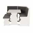 Pemberly Row Corner Nook Dining Set Charcoal Gray Fabric Seats in White Wood