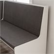 Pemberly Row Corner Nook Dining Set Charcoal Gray Fabric Seats in White Wood